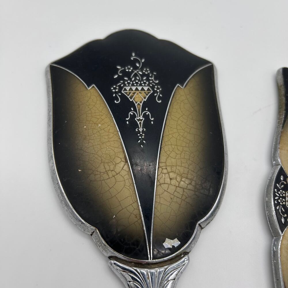 Vintage 60's Vanity Set Mirror Brush Comb Art Deco Bodoir Dressing Table Decor - Picture 2 of 12